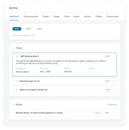 customer success tool for task management