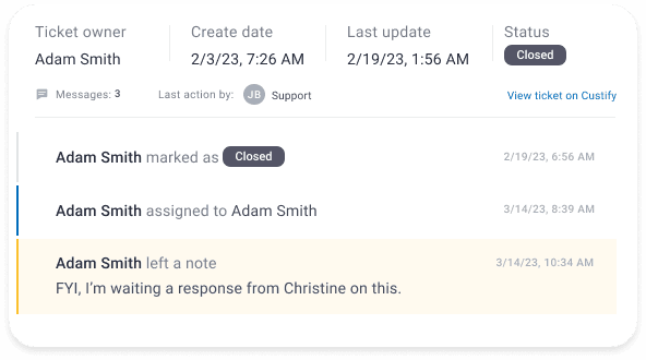 meetings and tickets in customer 360 dashboard