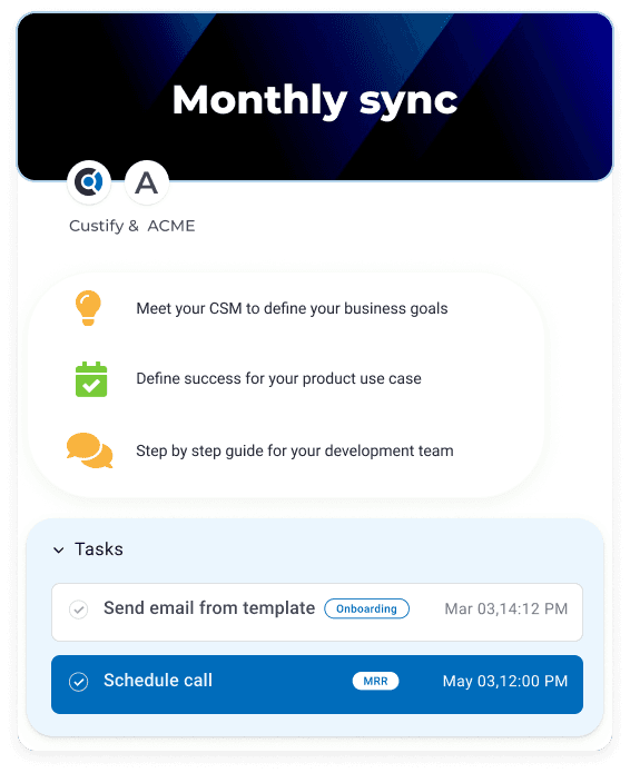 monthly sync custify portal