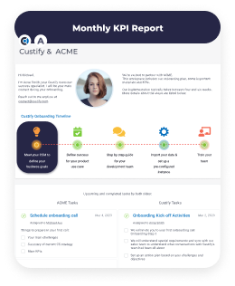 Custify customers monthly KPI report
