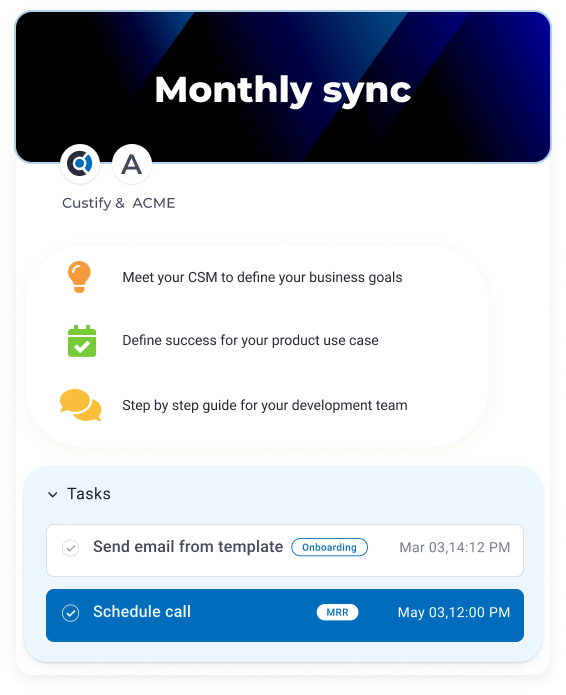 monthly sync custify portal